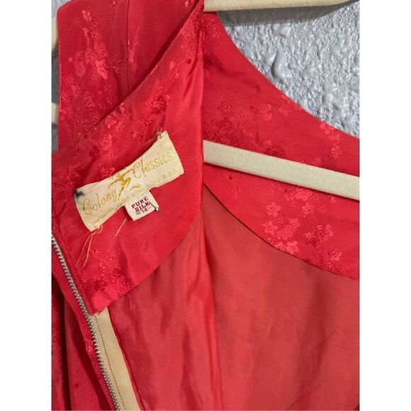 Vintage Asian Silk Tangerine Orange 2 piece sheath dress and short waisted jack - Picture 6 of 6